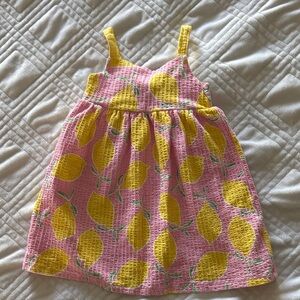 Zara Pink and Yellow Lemon Print Kids Dress